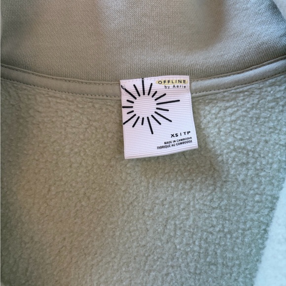 Light Green Offline by Aerie Quarter Zip Sweatshirt - Picture 7 of 10